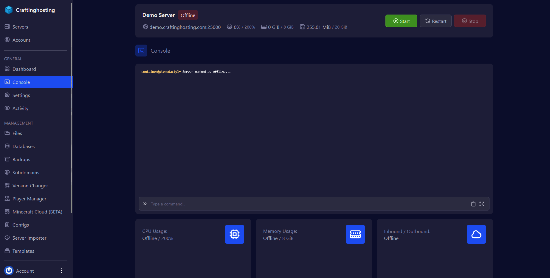 Server Dashboard